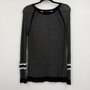 Rag & Bone JEAN Sweater Womens Small Black White Textured Open Knit Raglan